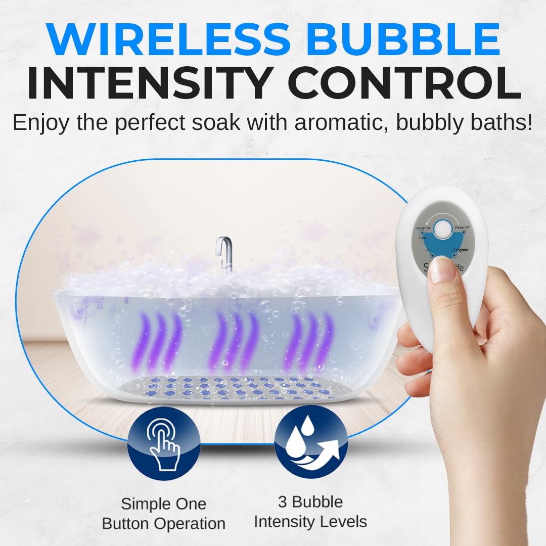 SereneLife Bubble Bath Mat, Non-Slip Bathtub Mat with Remote Control