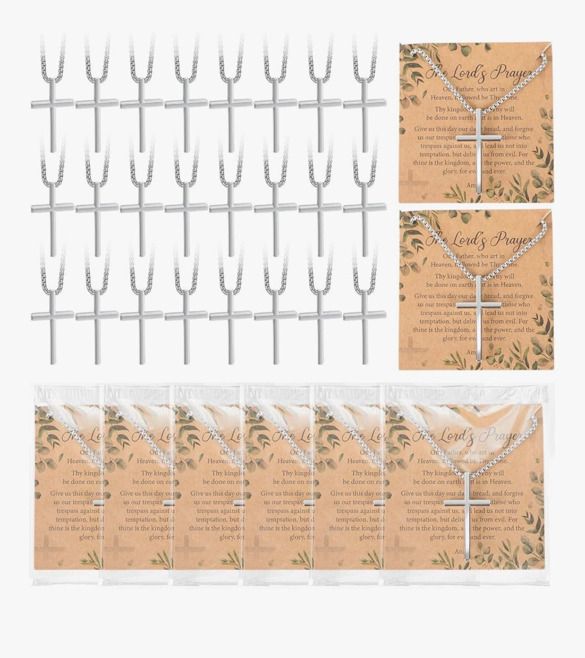 12 PACK  Wholesale Crosses | Cross Necklaces | Chrome 6562D