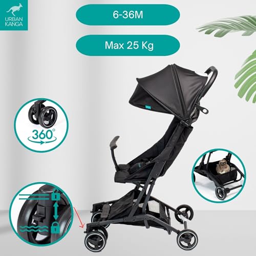 Urban Kanga Bandicoot Passeggino da Viaggio Leggero per Aereo fino a 25 kg (Nero) : Prima infanzia