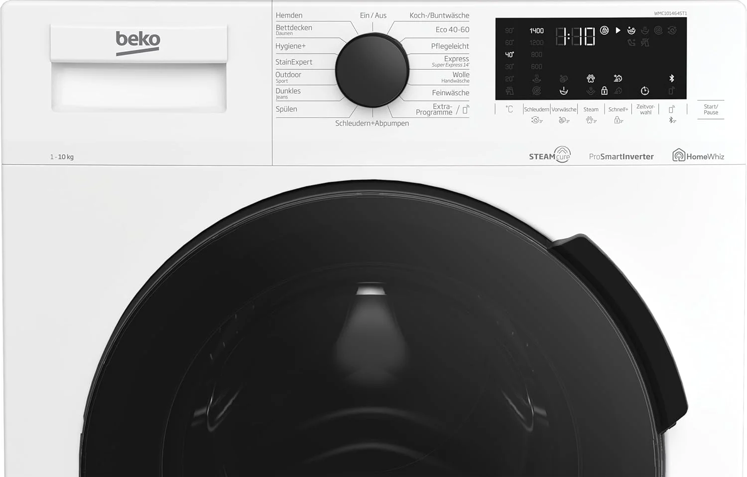 Beko WMC91464ST1 b300 Waschvollautomat, Waschmaschine, 9 kg, Bluetooth, ProSmart Inverter Motor, Dampffunktion, Pet Hair Removal, Watersafe+, Weiß