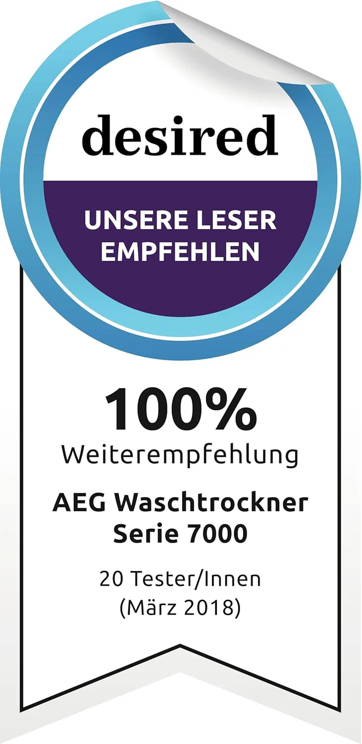 AEG L7WBA60680 Waschtrockner / DualSense - schonende Pflege / 8 kg Waschen / 5 kg Trocknen / D / energiesparend / Mengenautomatik / Nachlegefunktion / ProSteam - Auffrischfunktion / 1600 U/min Weiß