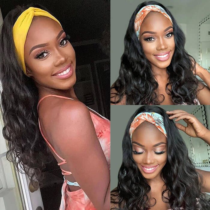 100% Human Hair Headband Wigs Effortless And Convenient Install Headband Half Wig