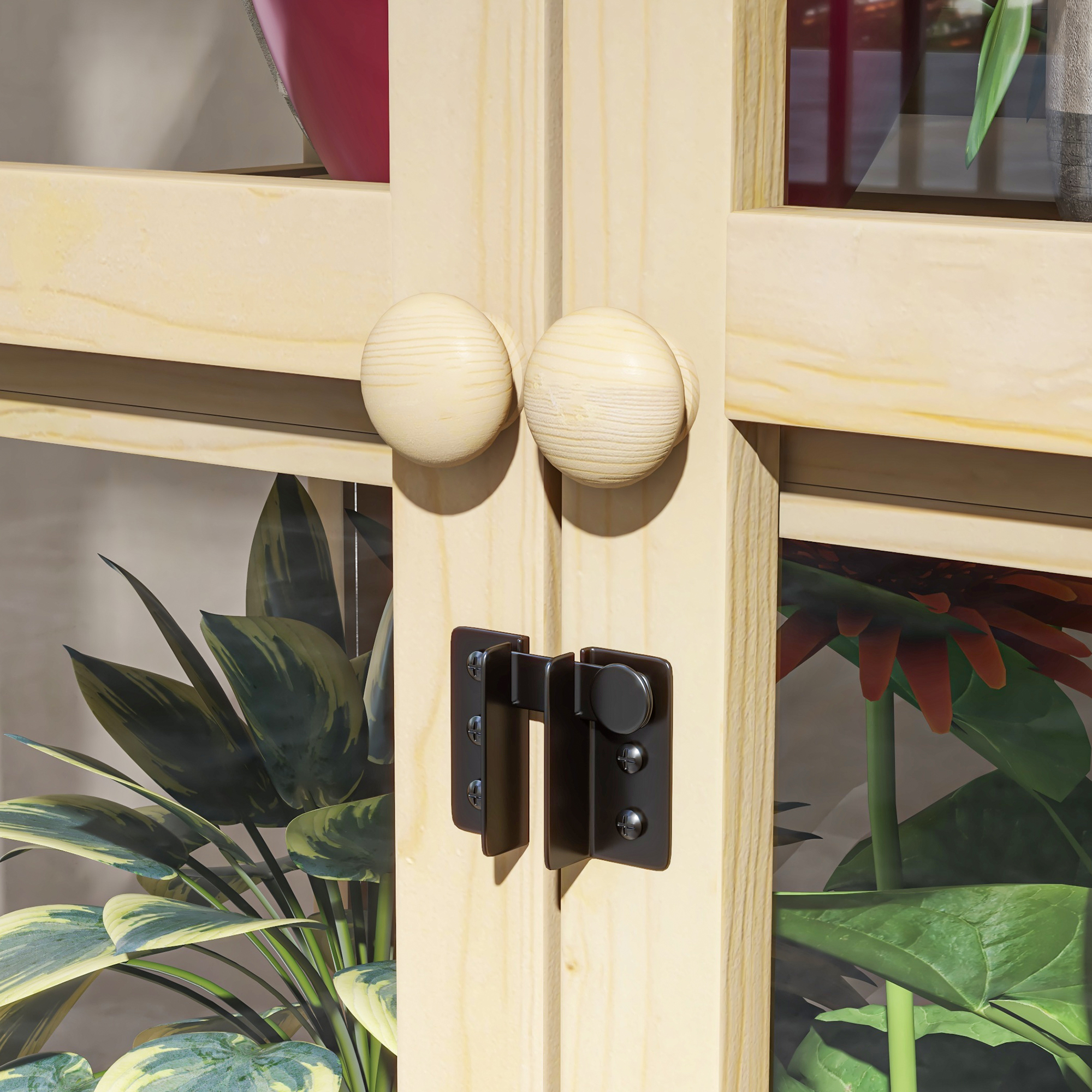 Outsunny Kas met Plank, Transparante Behuizing, Dakraam, Vergrendelbare Deur, Acryl, Houten Frame, 100x56,5x178 cm