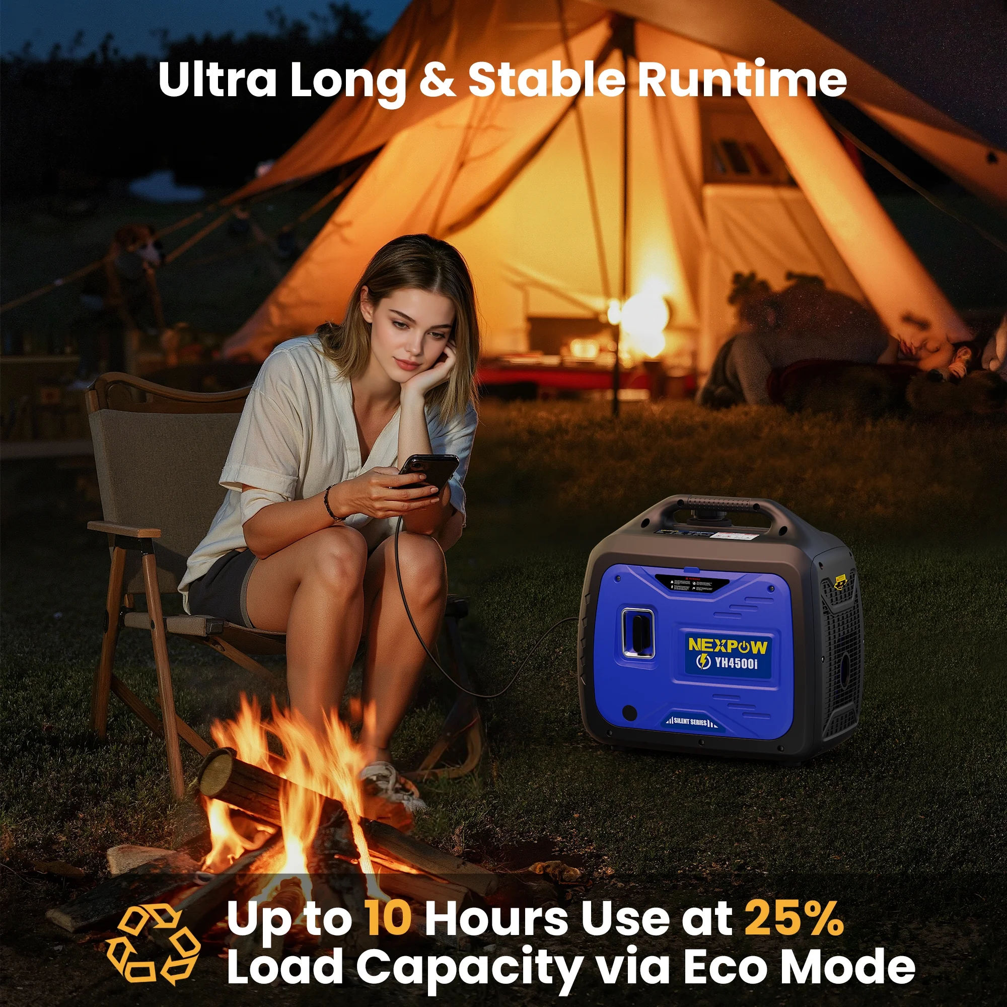 NEXPOW 2250W Portable Inverter Generator, Gasoline Power Quiet Lightweight for Backup Home & Camping, Eco-Mode Feature, Parallel Capability, EPA Compliant