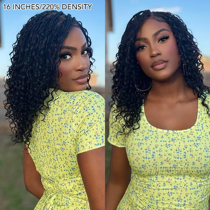 Glueless Handcrafted Boho Braided Loose Curl 5X5 HD Lace Wig Flexi Fit Drawstring Cap Human Hair Wig