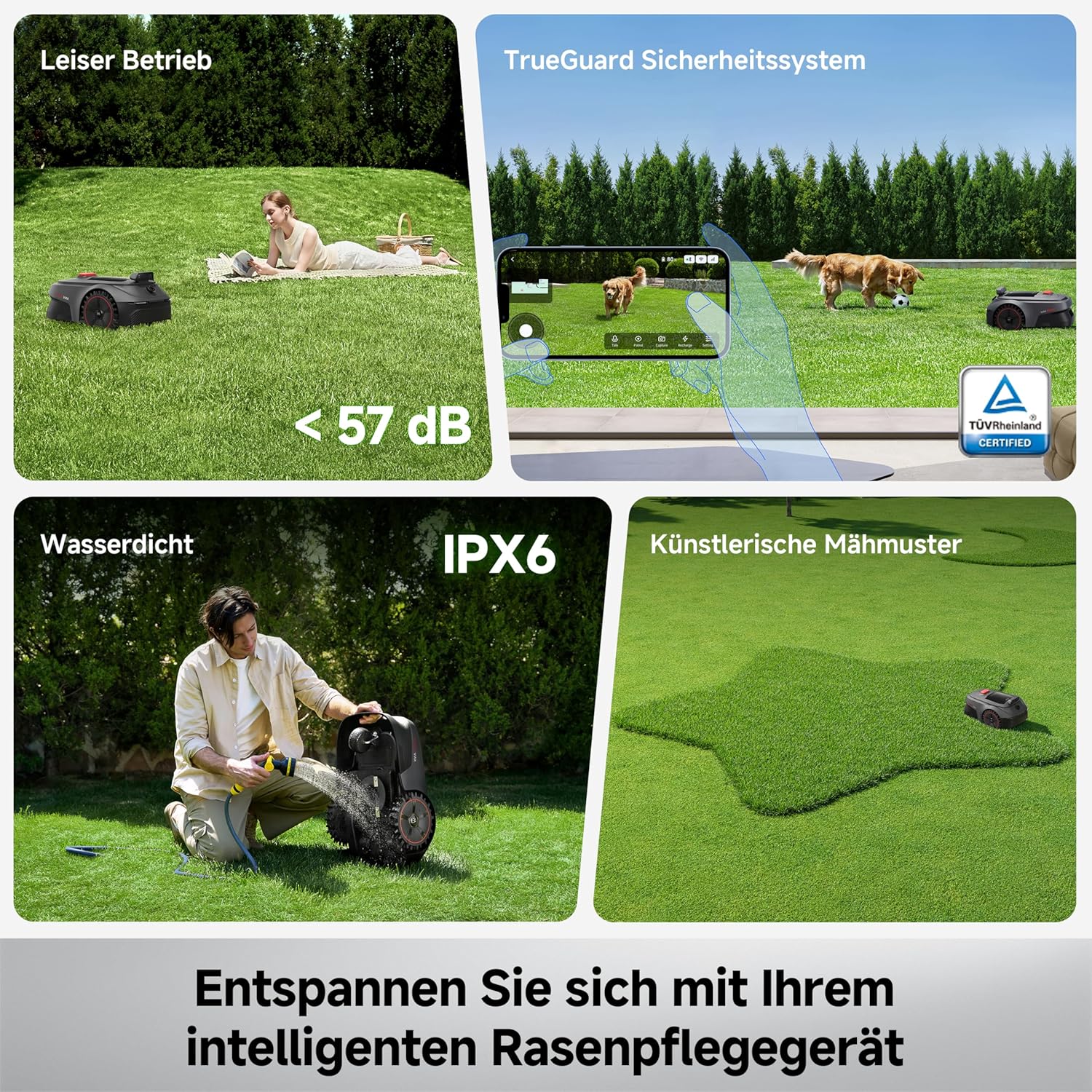 MOVA ViAX 500 Mähroboter Ohne Begrenzungskabel, Empf. 500 m², KI-gestützte Kartierung, 360°-LiDAR & Dual-KI-Vision, Intelligente Hindernisvermeidung, U-Fahrbahn, Kantenschnitt, App-Steuerung