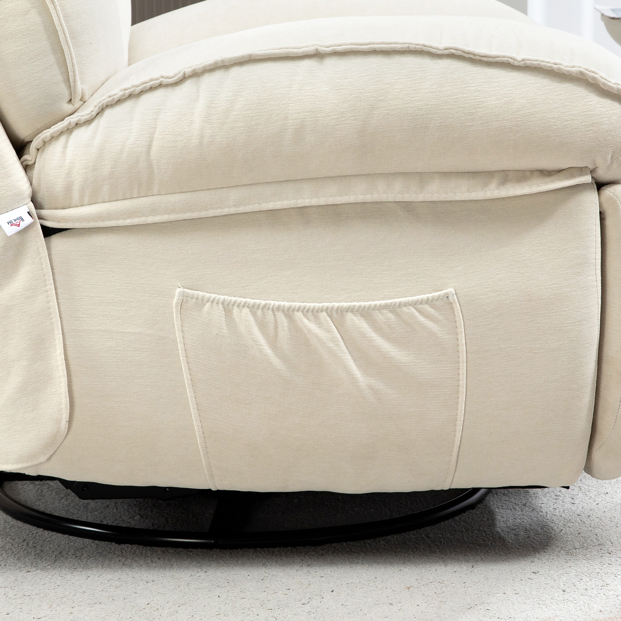 HOMCOM Relaxfauteuil, verstelbaar, 104x100x102cm/164x76cm, Crème Wit