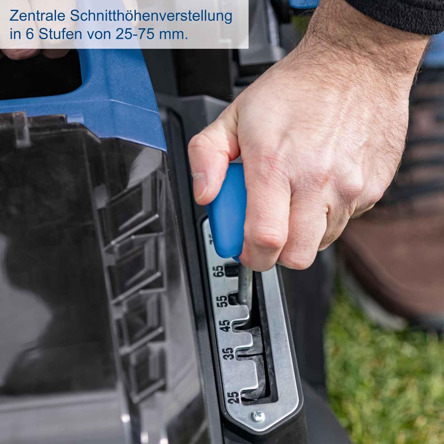Scheppach Akku Rasenmäher BC-MP380-X 38cm Schnittbreite für 450-500m2 45L Korb Schnitthöhe 25-75mm Brushless 20V-IXES-Serie 10 Jahre Garantie 2x4Ah Akku  und  Fastcharge Doppelladegerät