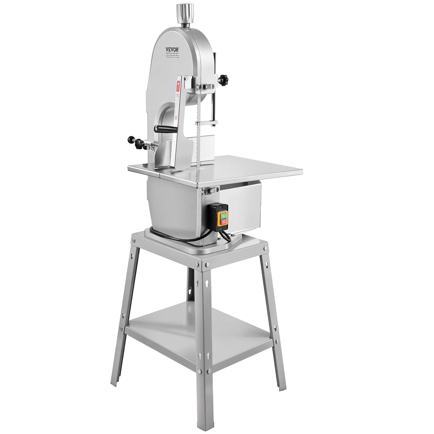VEVOR Segaossa a Nastro Elettrica Commerciale per Carne 1800W, Banco da Lavoro 380x485mm, Macchina per Tagliare Ossa da Terra Taglierina per Carne con Lama per Costolette di Maiale Uso Commerciale