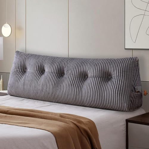SLIGUY Cuscino Schienale, Cuscino Cuneo da Lettura Triangolare Cuscino per la schiena per divano Per Testiera Imbottita Cuscino Per Lettino Da Giorno Schienale Lettura(140 x 50 x 20 cm,grigio) : Casa e cucina