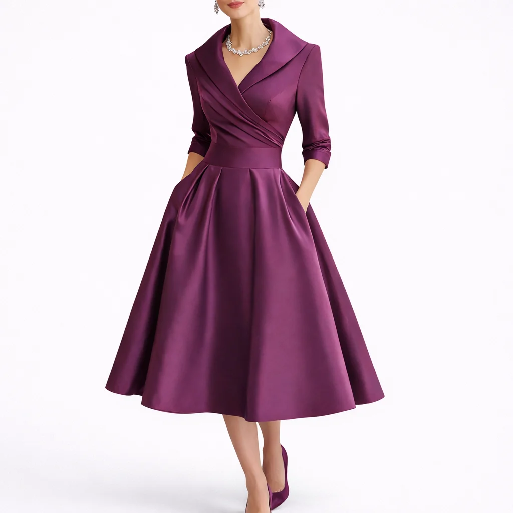 Women��s Midi Dress Elegant A-Line Silhouette