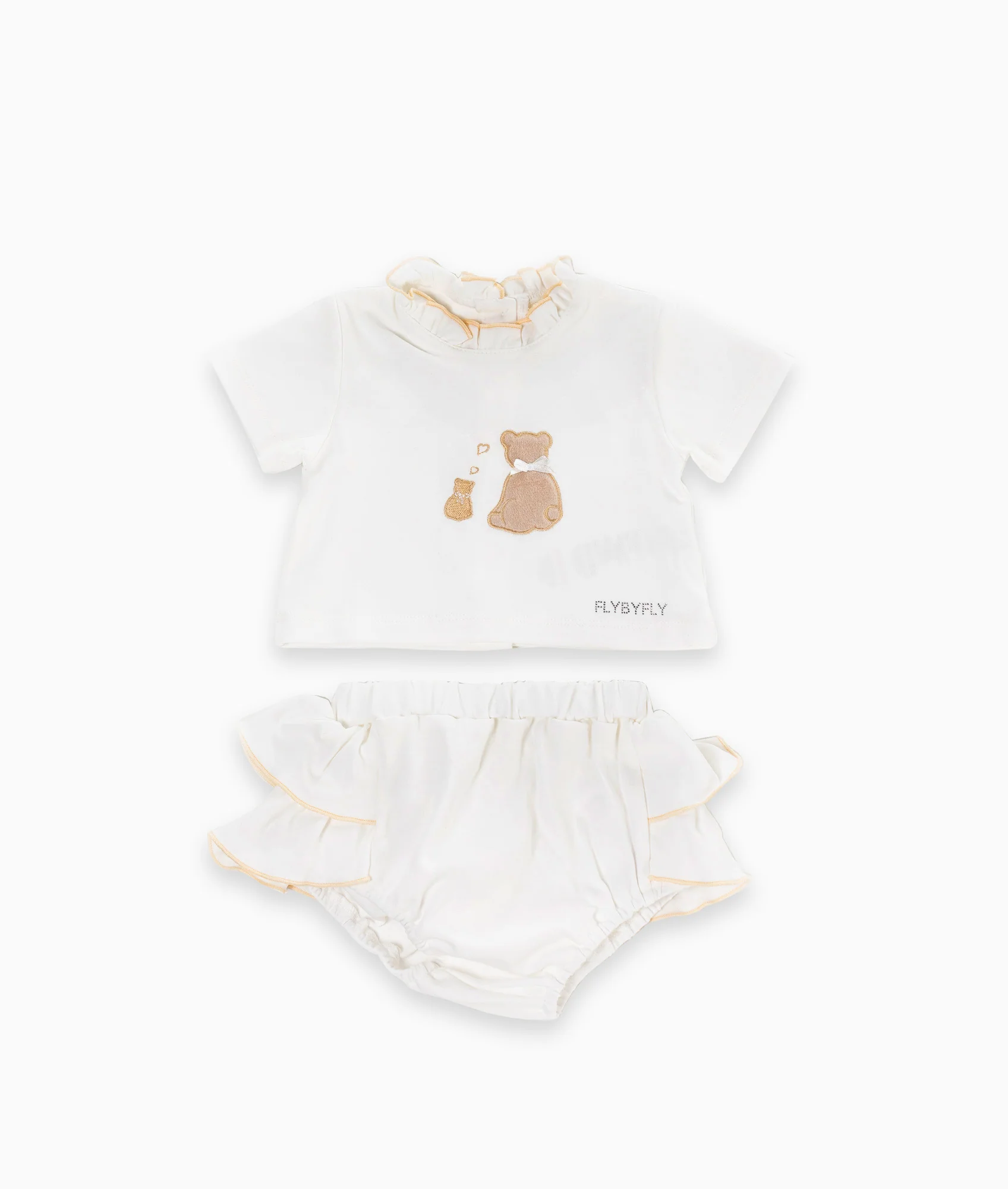 2pc Short & T-Shirt Set | White & Beige