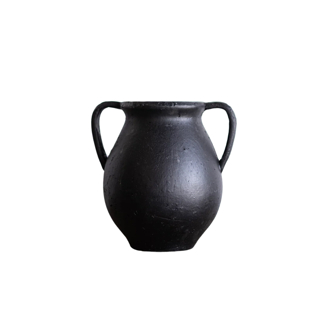 Black Ceramic 2 Handle Vase