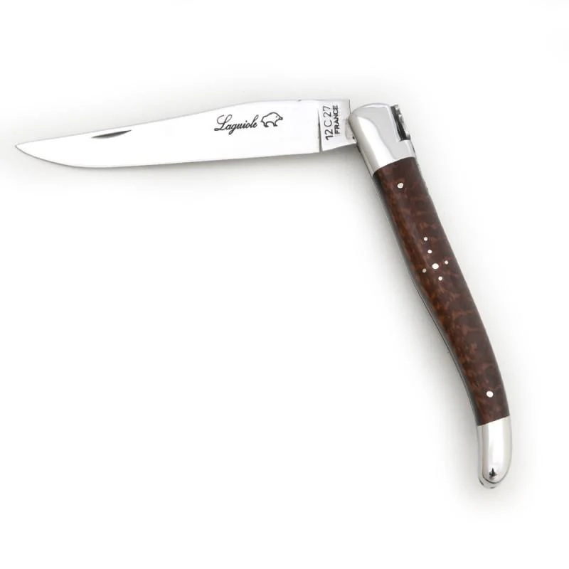 Foldable Knife, Mimosa Wood Handle with Logo