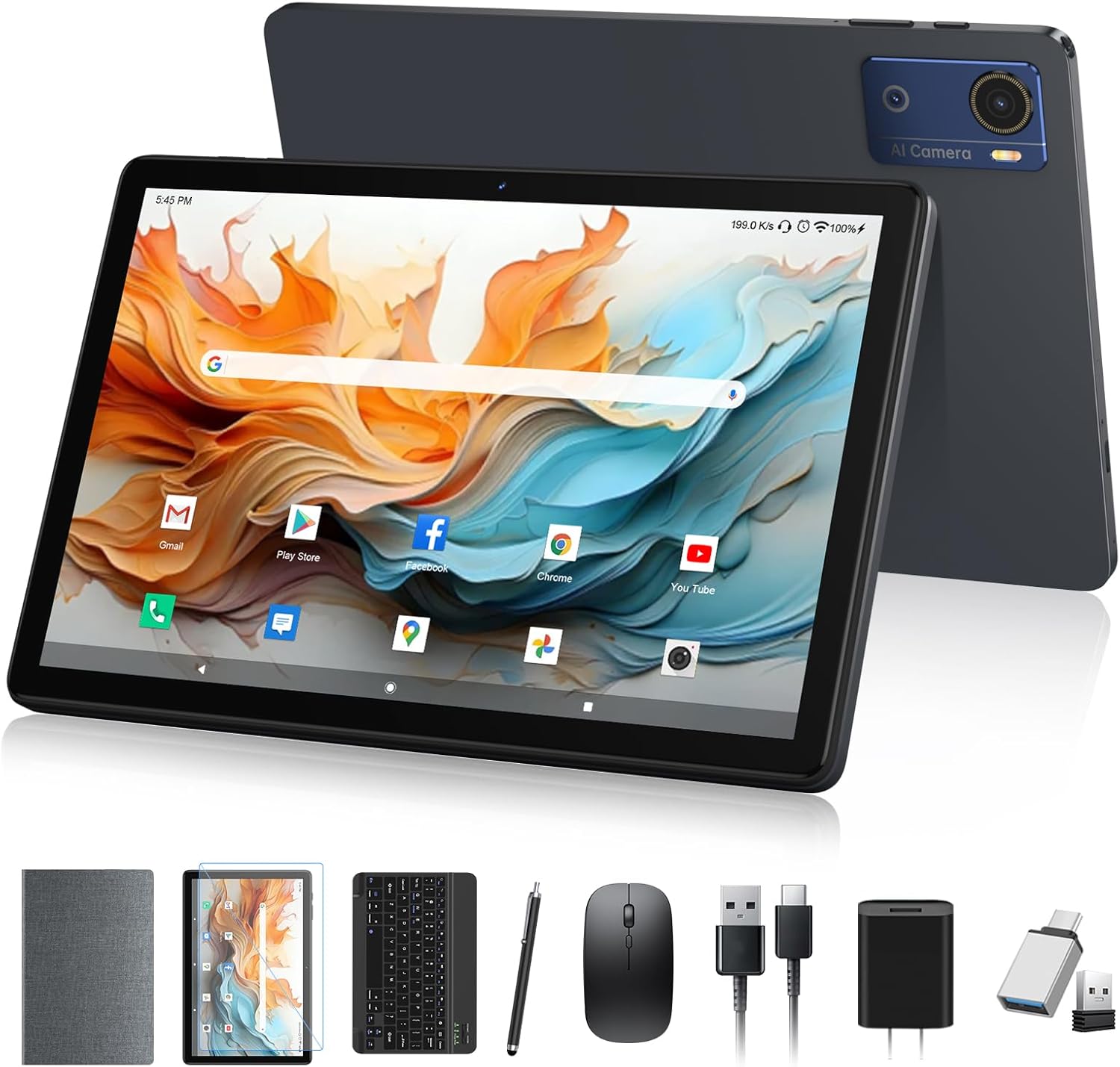 Android 16 Tablet 10.1 Inch 2026 Latest, Octa-Core Processor Tablet with 12GB RAM + 64GB ROM + 512GB Expandable, 5+13MP Camera Tablets with 7000mAh Battery, AI Gemini, 2 in 1 Tablets with Keyboard