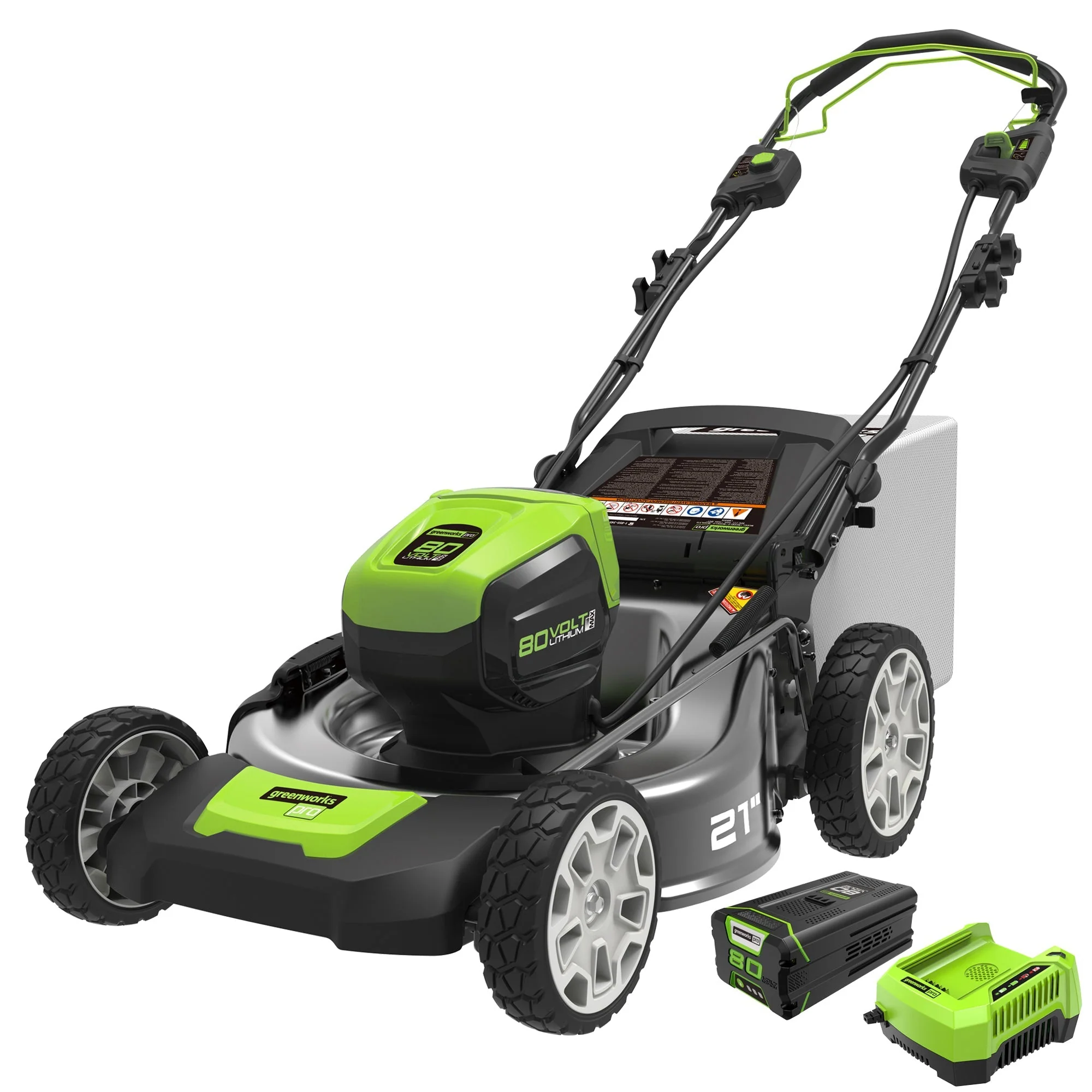 80 V-os akkumulátoros 53 cm-es önjáró szénkefe nélküli fűnyíró | Greenworks