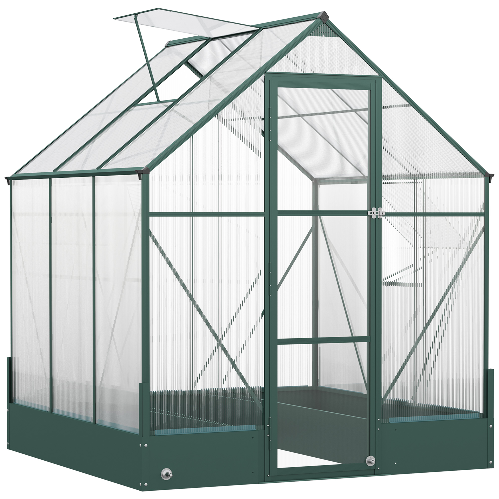 Outsunny Kas voor in de tuin kweekkas tomatenhuis koude kas 190 x 190 x 220 cm