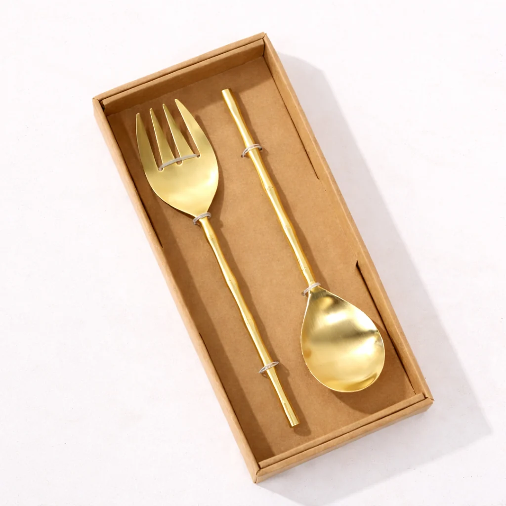 Gold Stainless Steel Slim Salad Server Set