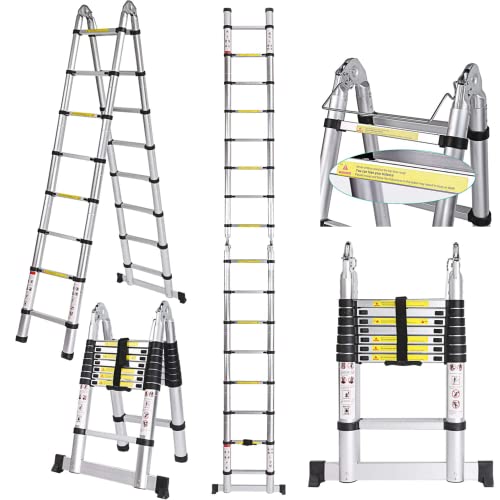 Nictemaw 5M Scala Telescopica in Alluminio Scala Retrattile pieghevole, Capacità 150kg (2,5M 2,5M) : Amazon.it: Fai da te