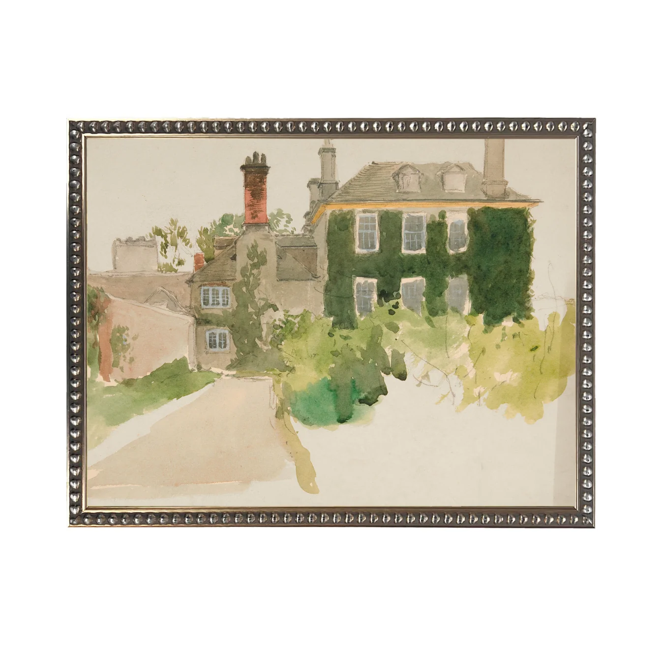 Vintage Watercolor Green House Framed Art