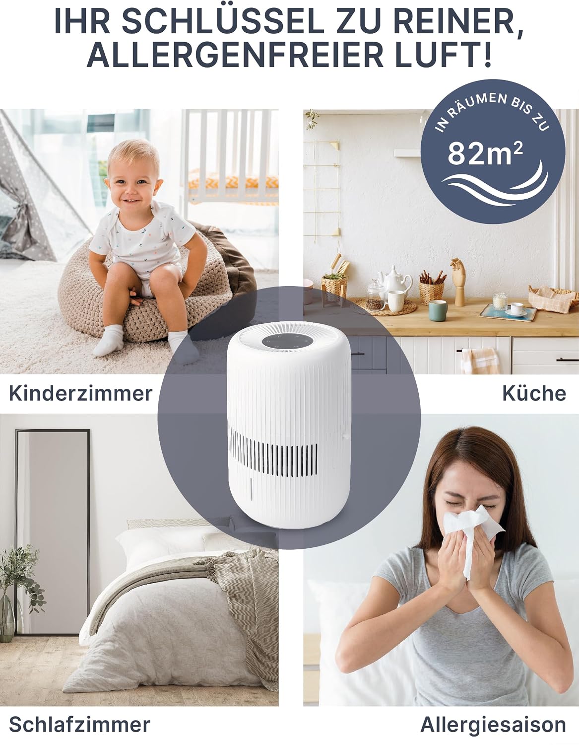 Comedes Umecto 600, für Räume bis 82m², Kaltverdunstung, Tank 4 l, Befeuchtungsleistung bis zu 600 ml/h, 7 Farben Luftfeuchtigkeitsindikator, Automatikmodus, Smart-Home fähig