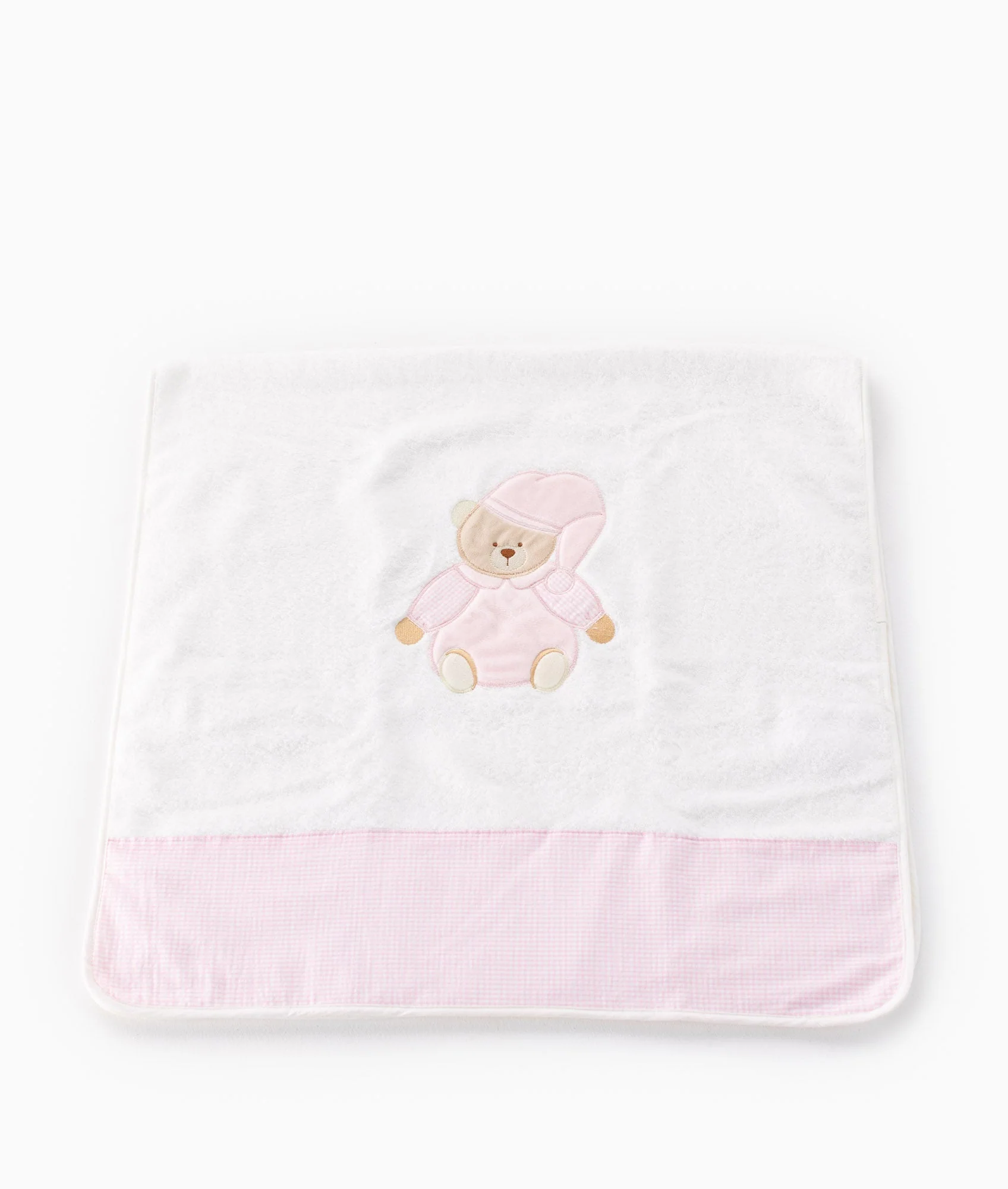 Classic Baby Towel | White & Pink
