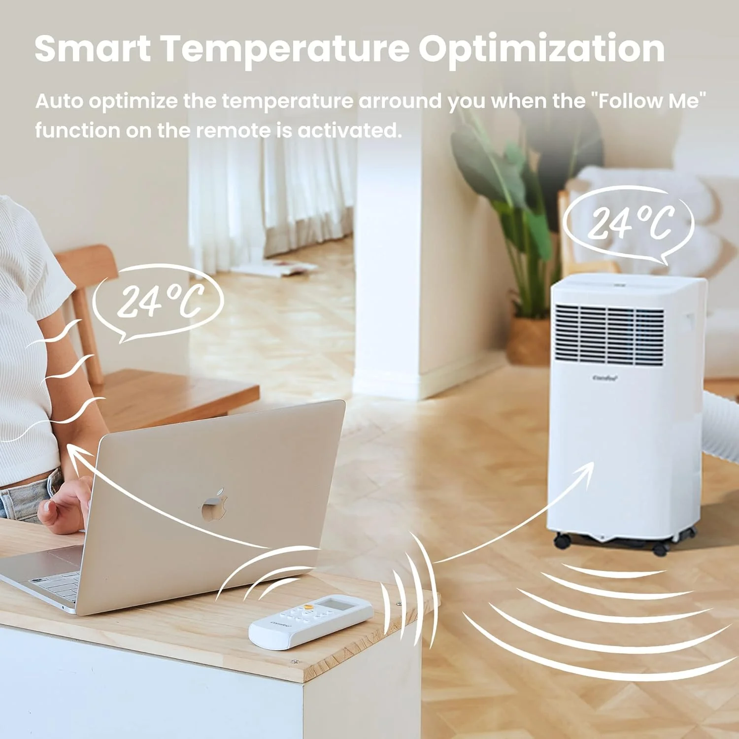 Comfee Mobiles Klimagert Easy Cool 2.0, 7000 BTU 2,0kW, Kühlen&Ventilieren&Entfeuchten, Raumgre bis 68m(25㎡), APP-Steuerung/Alexa/Google Home/IFTTT, Mobile Klimaanlage mit Abluftschlauch