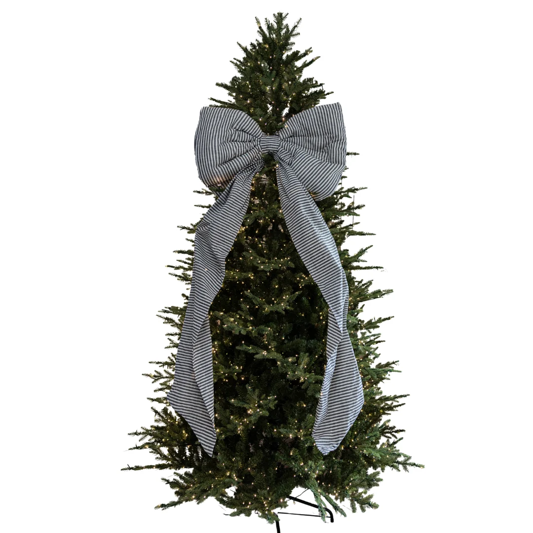 Oversized Charcoal Striped Bow