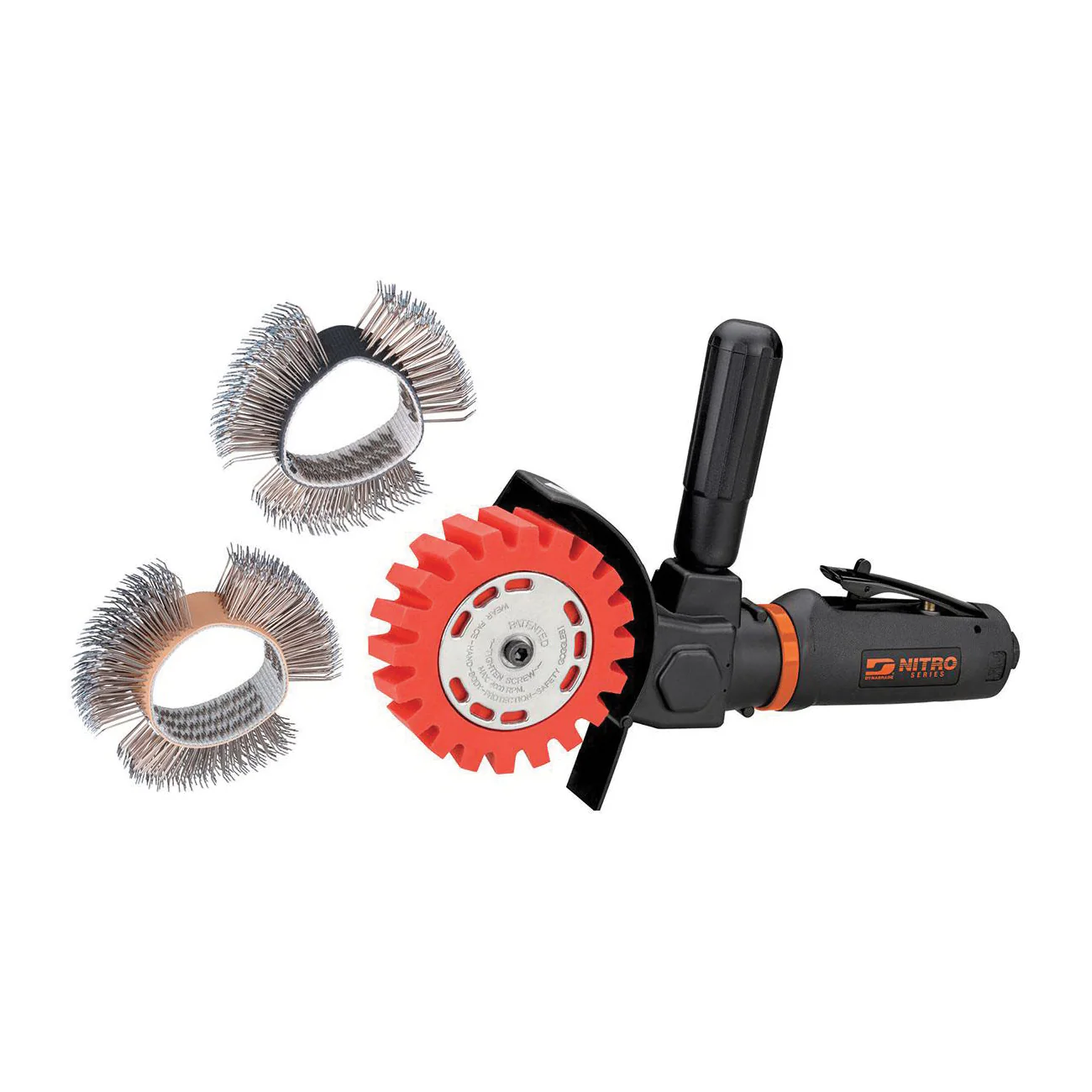 Autobrade Red Tools NZ1K  ~  Red Dynazip Wire Wheel Tool With Wire Wheel (Replaces 13280) .4 Hp Right Angle 3200 Rpm Planetary-Geared Rear Exhaust
