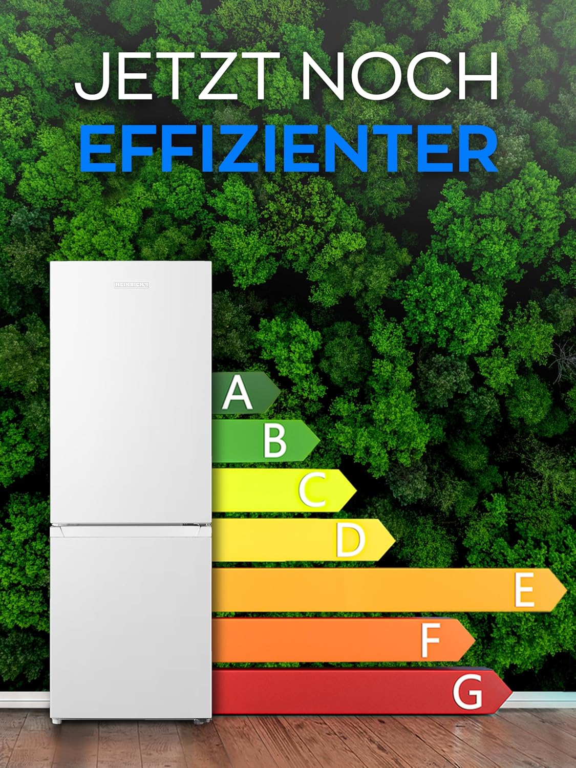 Heinrich´s Kühlgefrierkombination 175Liter, Kühlvolumen 122L, Gefrierfach 53L,LED Innenraumbeleuchtung, Kühlschrank Türanschlag wechselbar, leise 39dB,große Tiefkühlboxen, 7 Temperaturstufen, schwarz
