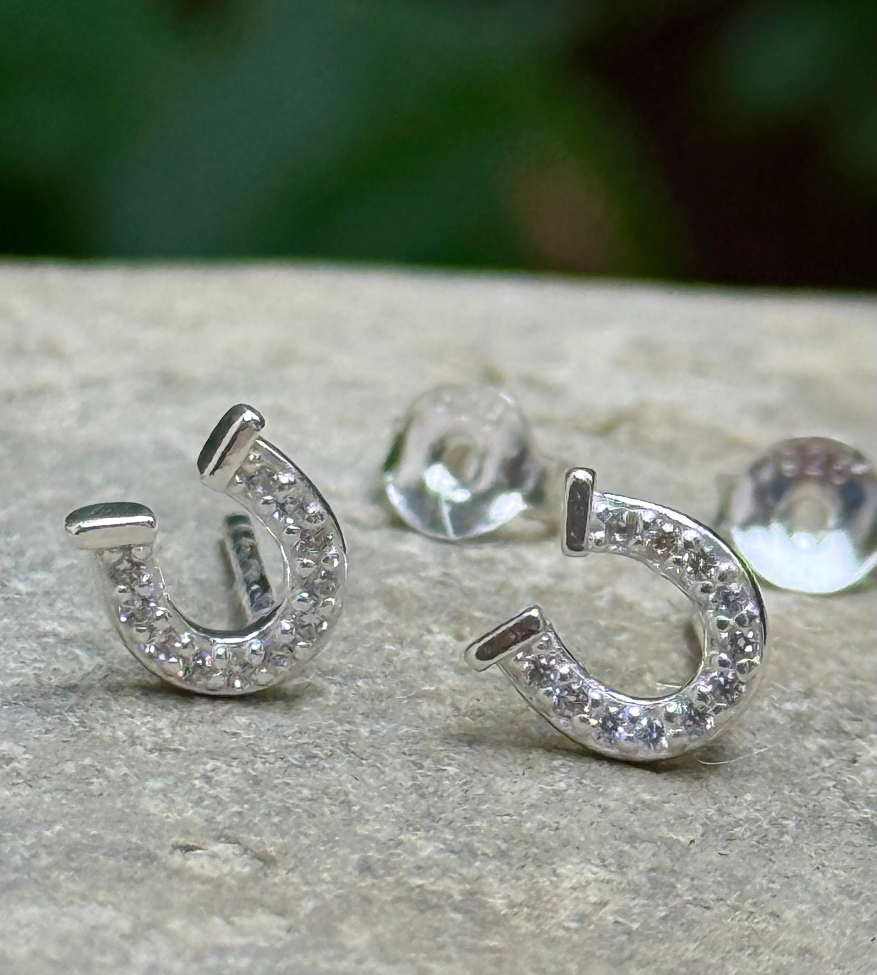 Sterling Silver Dainty Horseshoe Stud Earrings
