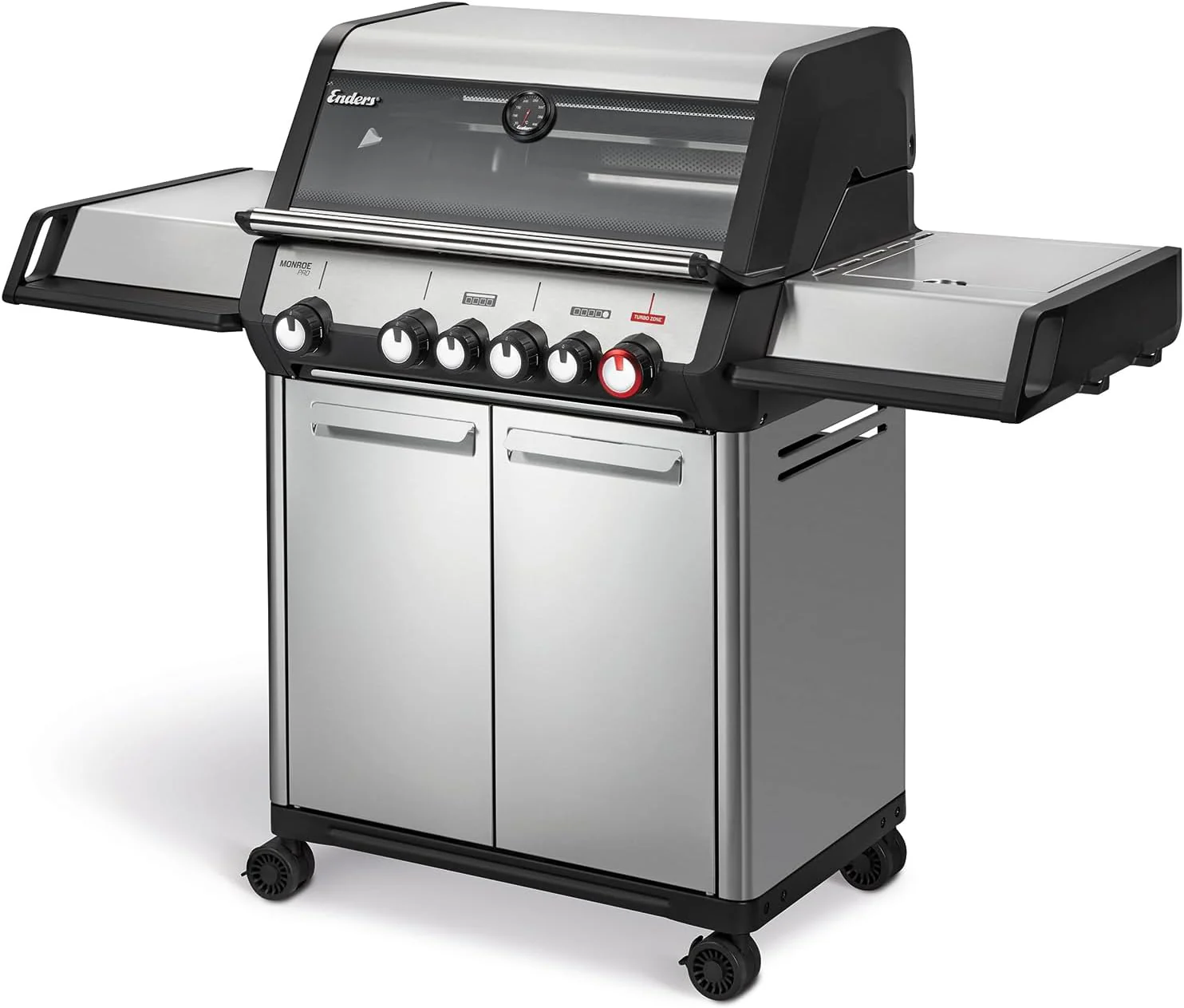 Enders® gázgrill Monroe Pro 4 SIKR Turbo, 4 égős, oldalégővel és infravörös hátsó égővel, PanoVision látómező, öntöttvas grillrács, öntött alumínium grill, 800 °C TURBO ZONE™, SIMPLE CLEAN™, #8362