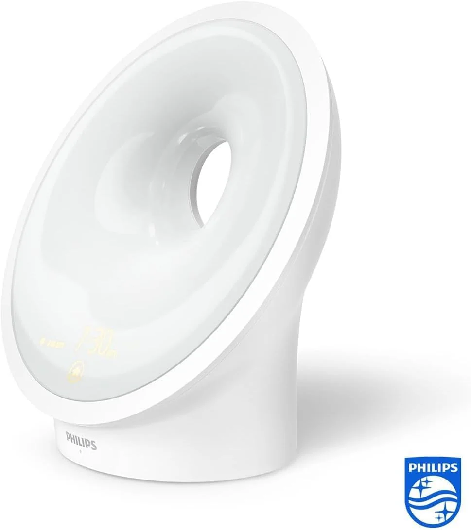 Philips Wake-up Light HF3651/01 Natural Light Alarm Clock, Multiple Lights and Sounds, Midnight Light and FM Radio, with Mobile Charger, Plastic, White, 12 x 19 x 19 cm, 1 kg