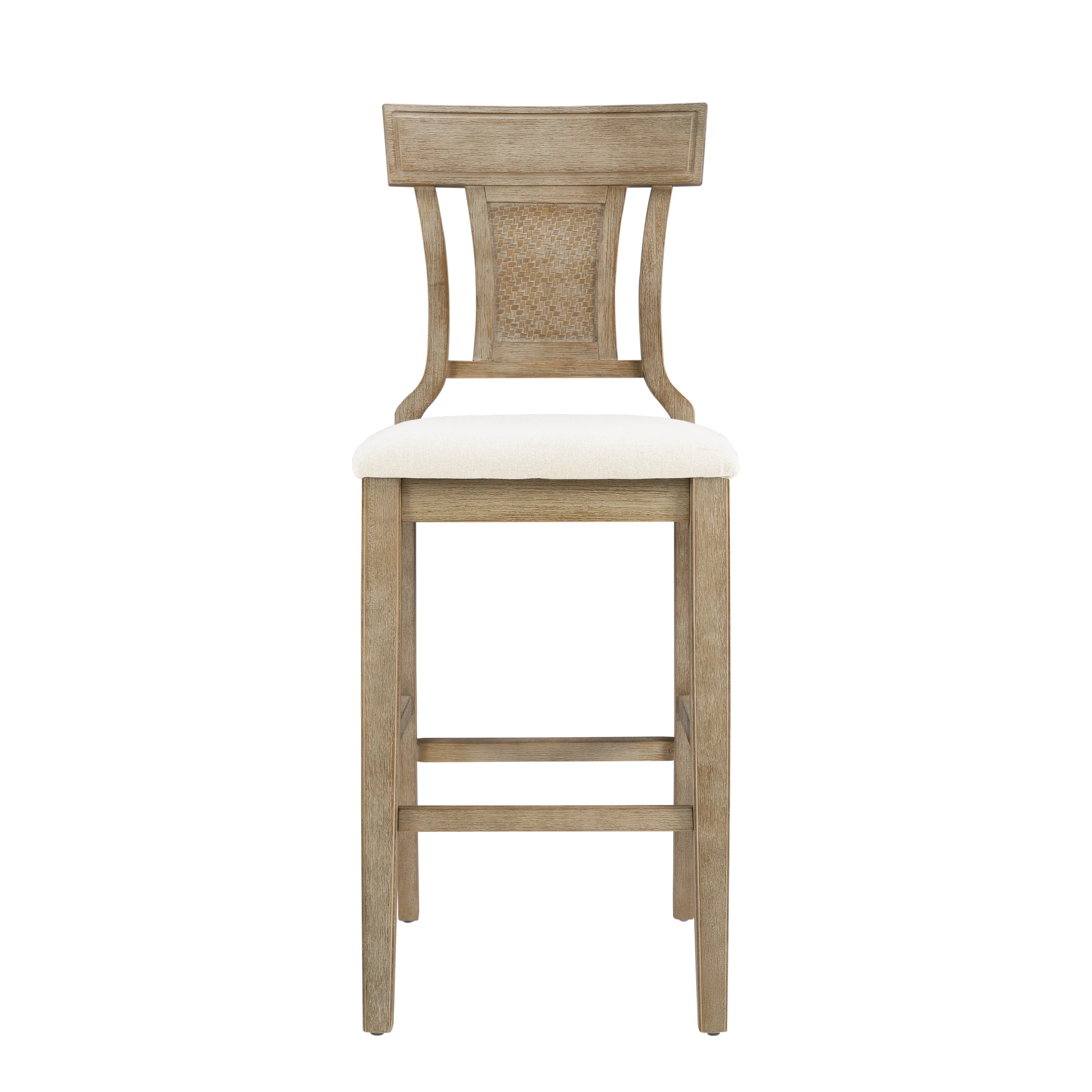 Linon Rylan 30" Bar Stool, Rustic Brown Finish with Beige Fabric