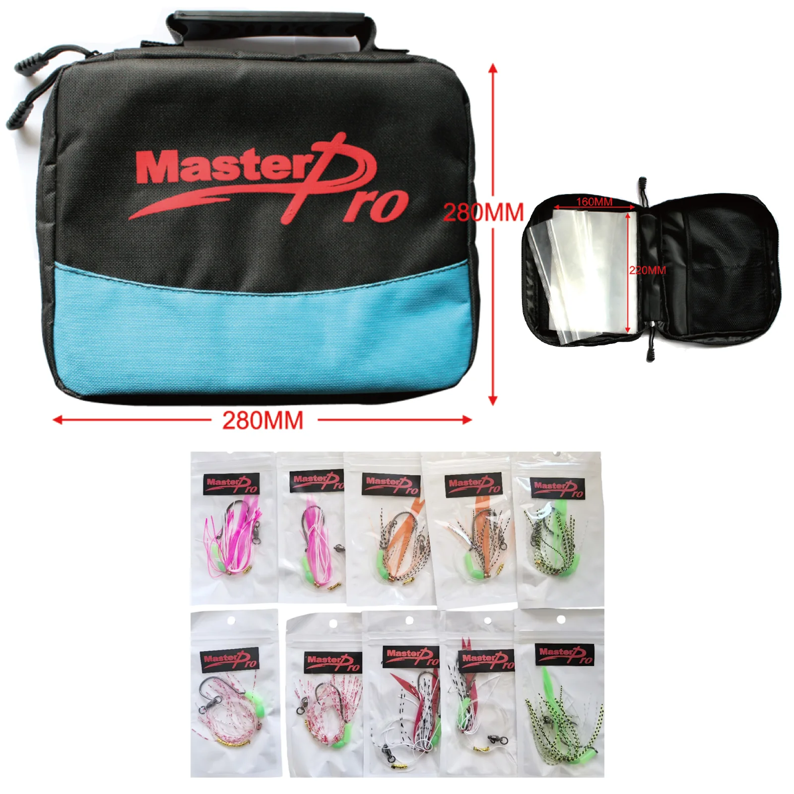 MasterPro Rig Grab Fishing Lure Wallet Bag �C 10 Clear Pockets Tackle Holder + Bonus 10 Pre-Tied Rigs AA