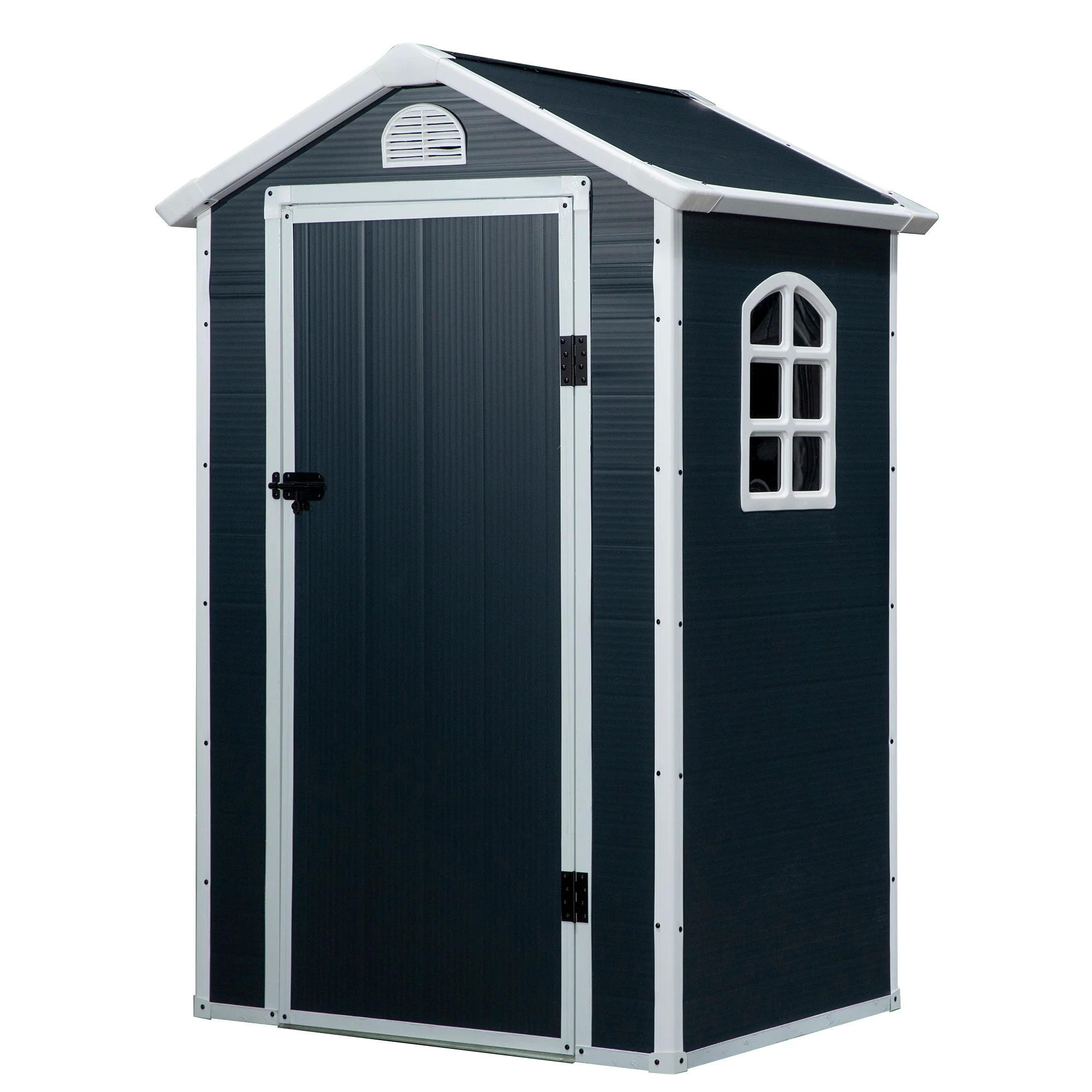 Outsunny Gereedschapsschuur tuinhuis met raam puntdak outdoor metaal grijs