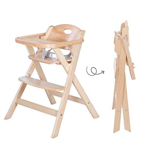 roba Seggiolone per Bambini e Neonati Fold Up Smart   Chiudibile e Poco Ingombrante   Vassoio per Mangiare   con Cinghie Regolabili e Anti ribaltamento   dalla Nascita ai 6 Mesi   Legno Naturale : Prima infanzia