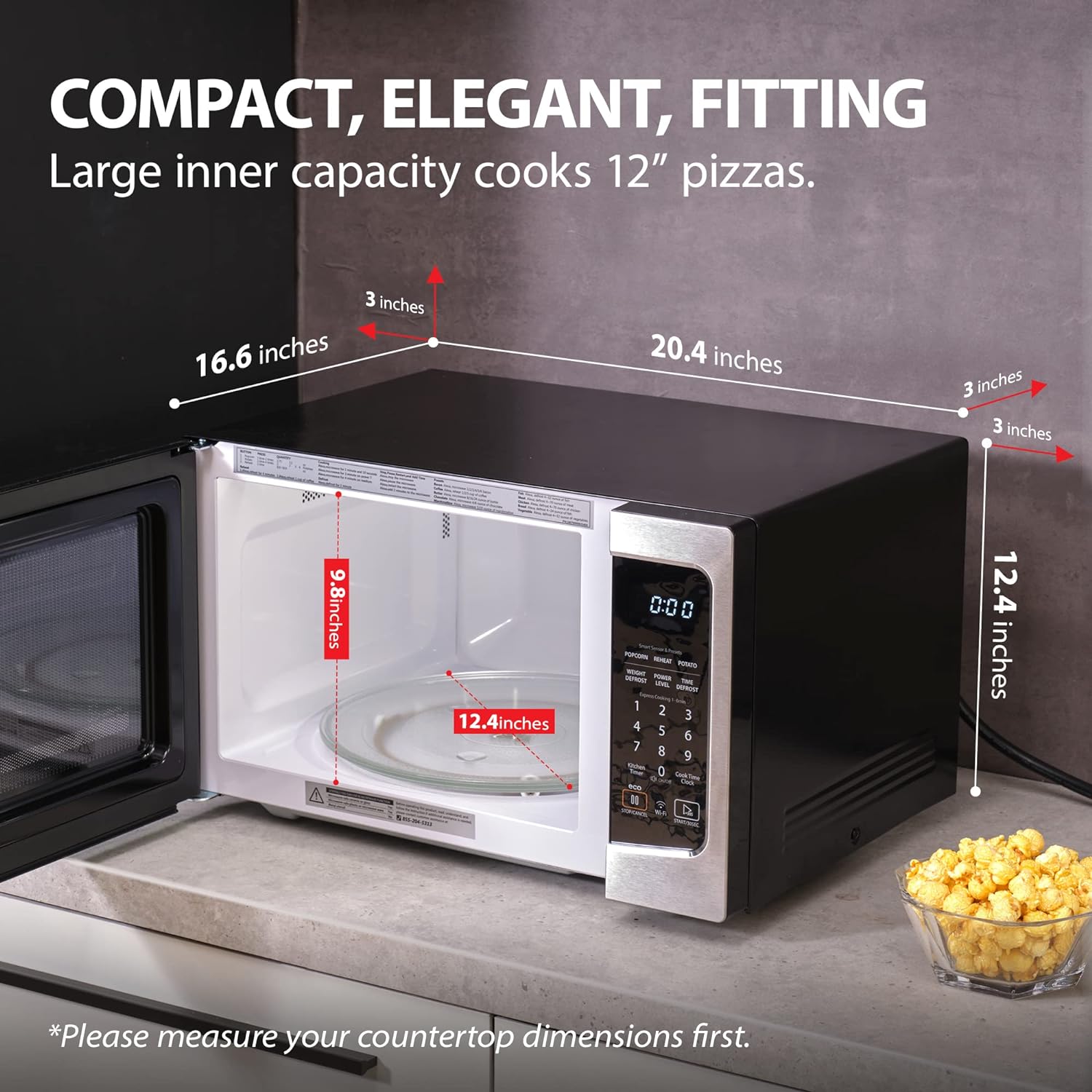 TOSHIBA 4-in-1 ML-EC42P(SS) Countertop Microwave Oven, Smart Sensor, Convection, Air Fryer Combo, Mute Function, Position Memory 13.6
