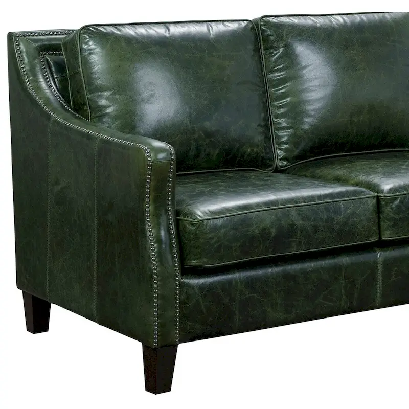 Essex Distressed Green Top Grain Leather Sofa and Two Chairs Set