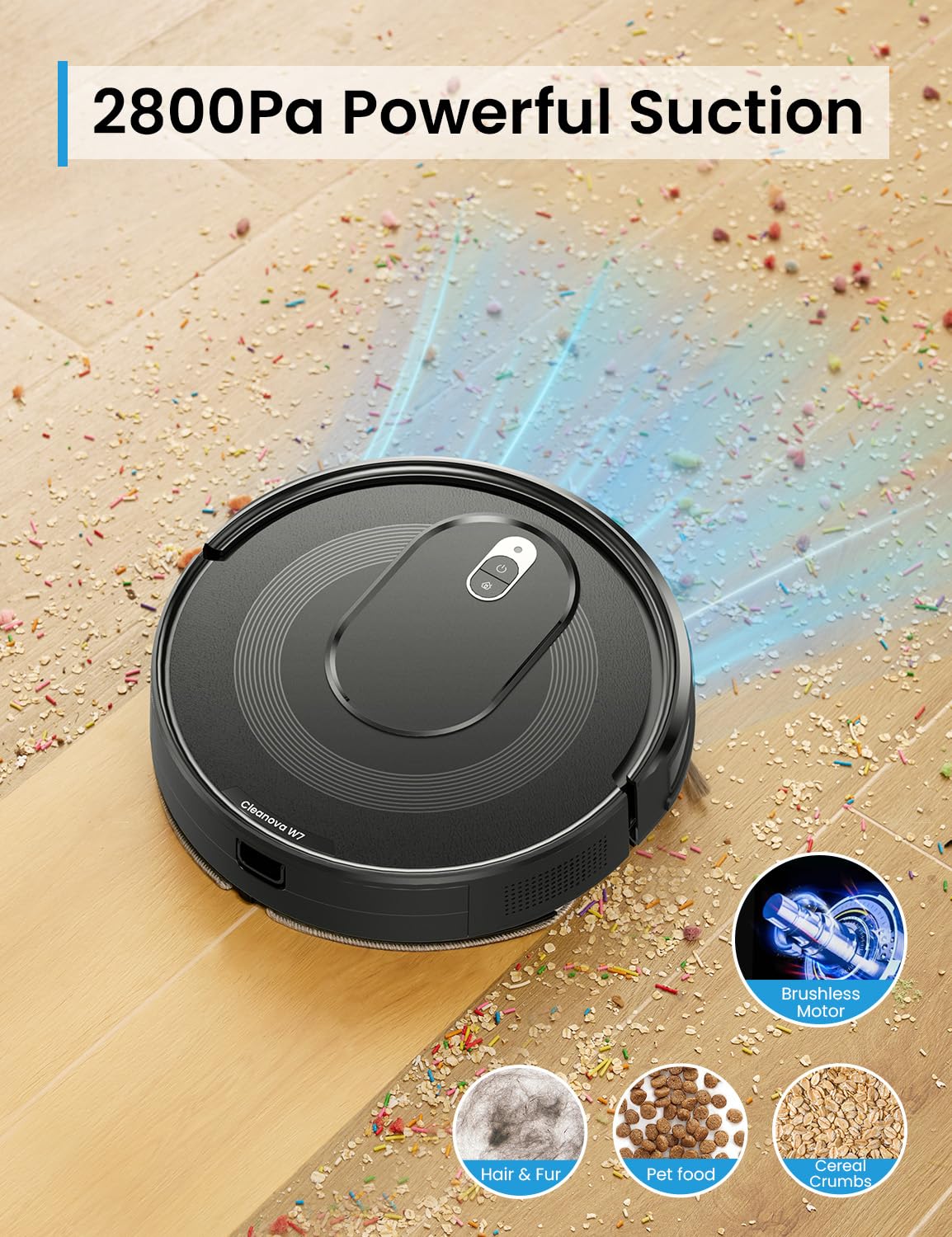 PSUK W7 Robot Vacuum and Mop Combo with Watertank