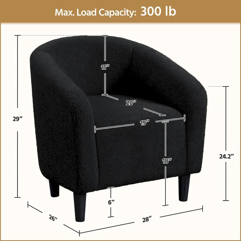 Yaheetech Club Chair Accent Barrel Chair Upholstered Arm Chair