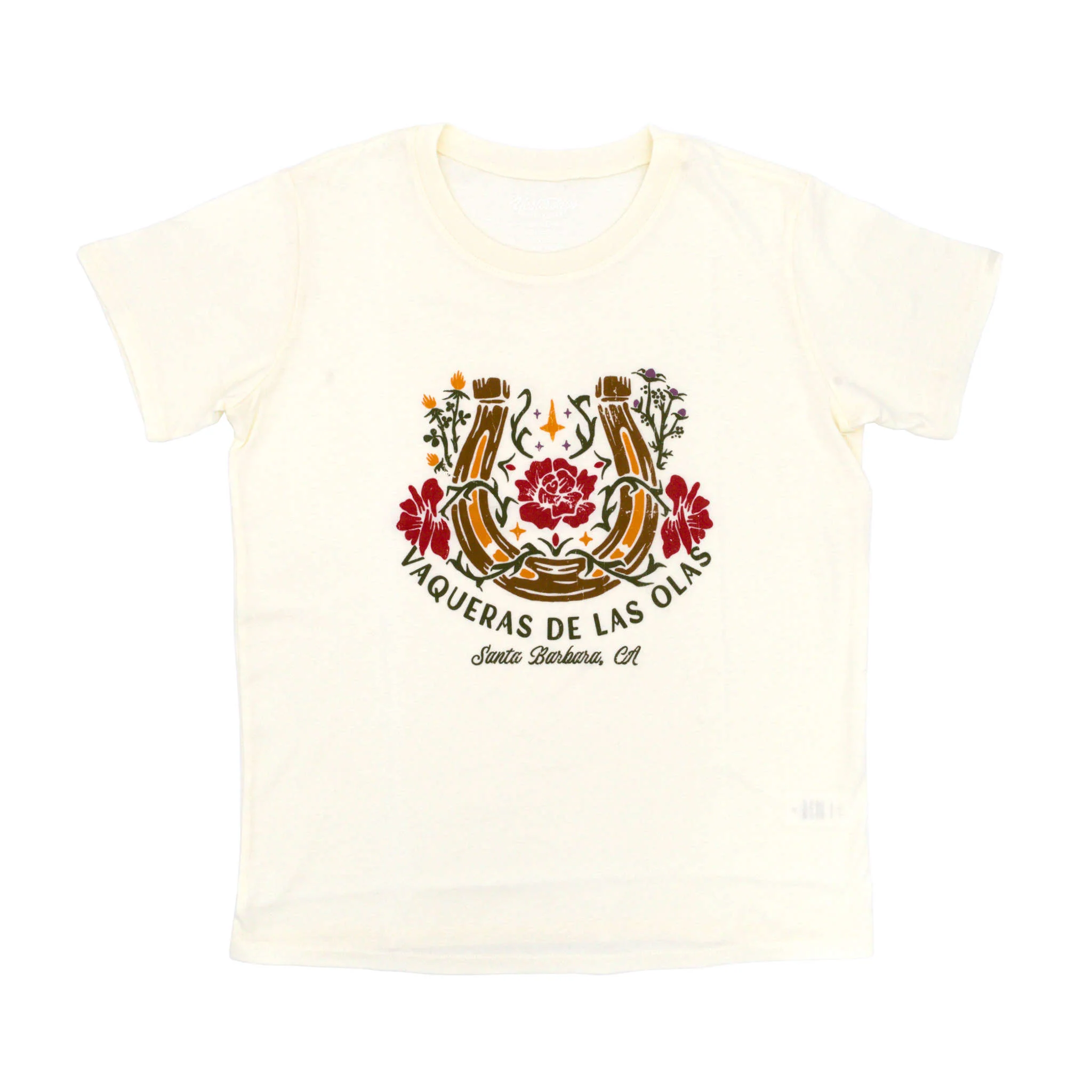 Vaqueras de las Olas Women's Short Sleeve Horse Shoe T-Shirt - Cream