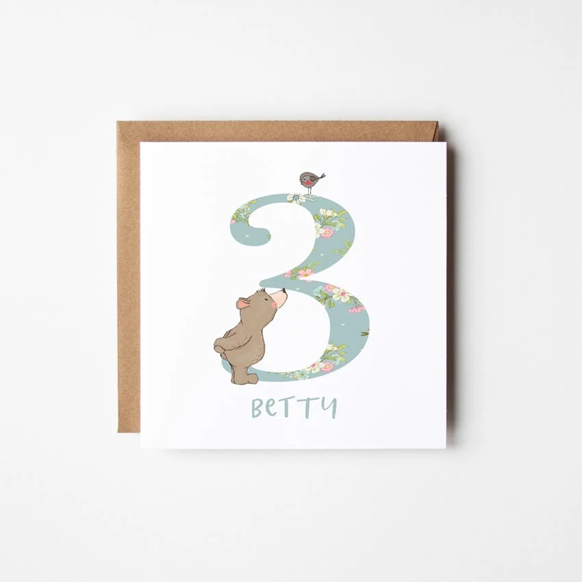 Bear��s Personalised Birthday Card with a Number