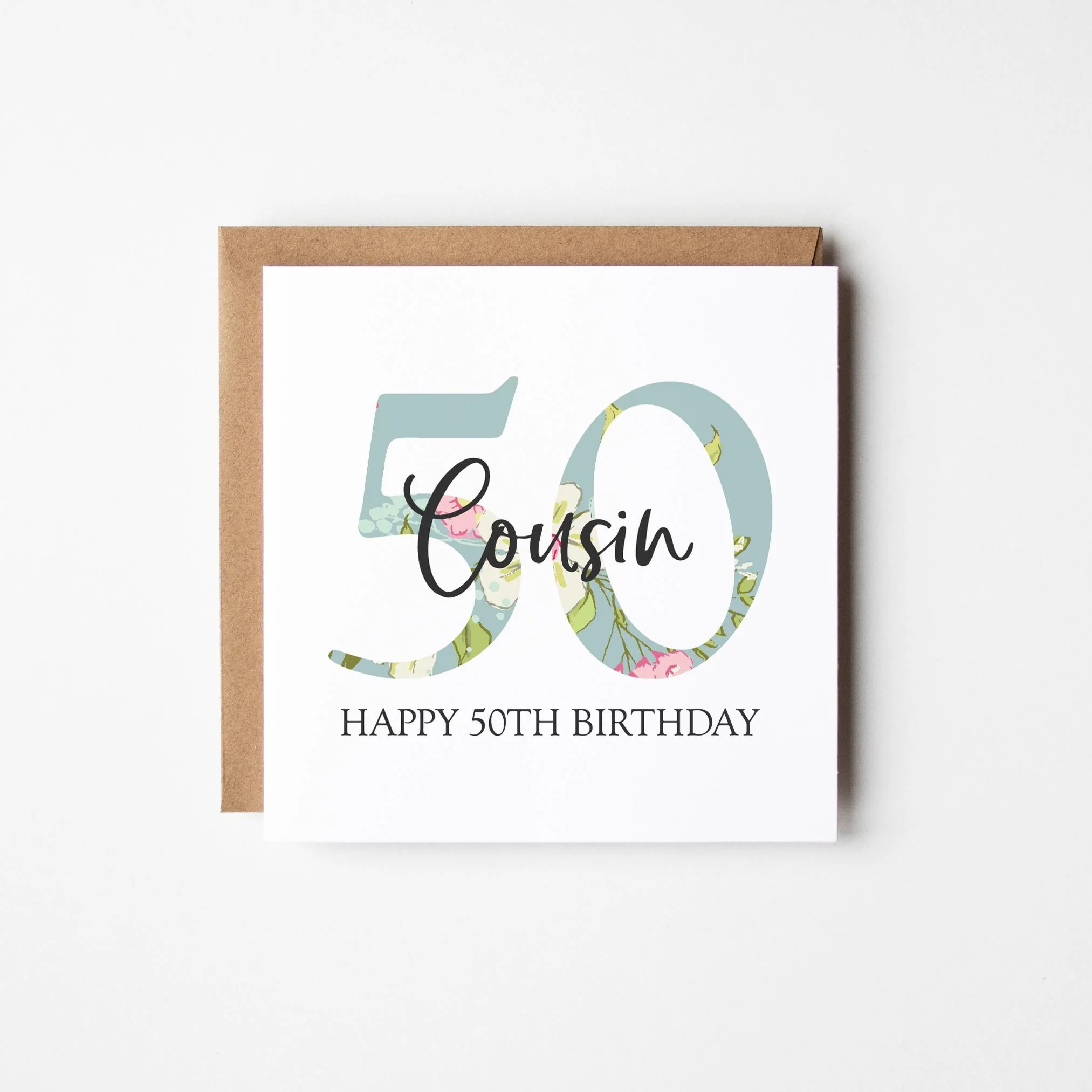 50th Birthday Card a?�� Personalised 50th Birthday Card for Her a?�� Daughter a?�� Friend a?�� Auntie a?�� Cousin a?�� Sister a?�� Floral 50th Card