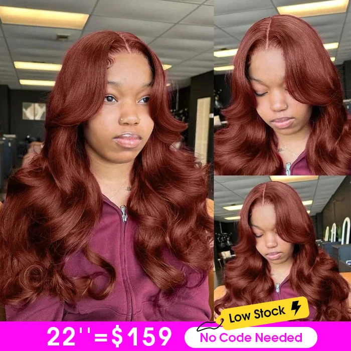 Flash Sale|Pre-All 13X6 Full Lace Reddish Brown 3D Body Wave Hair Pre Cut Pre Bleached Glueless Wig