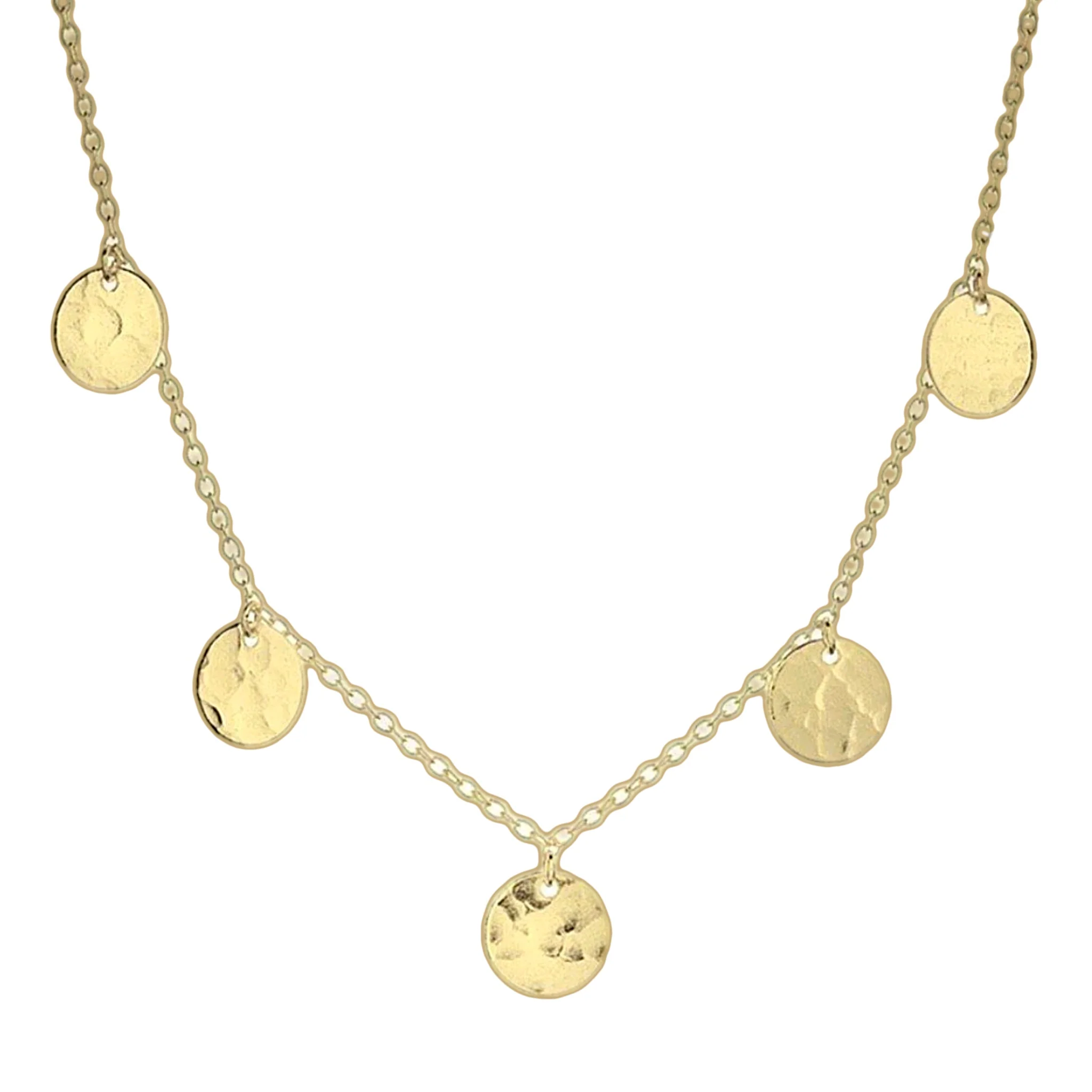 Laihas Round Hammered Disk Gold Necklace
