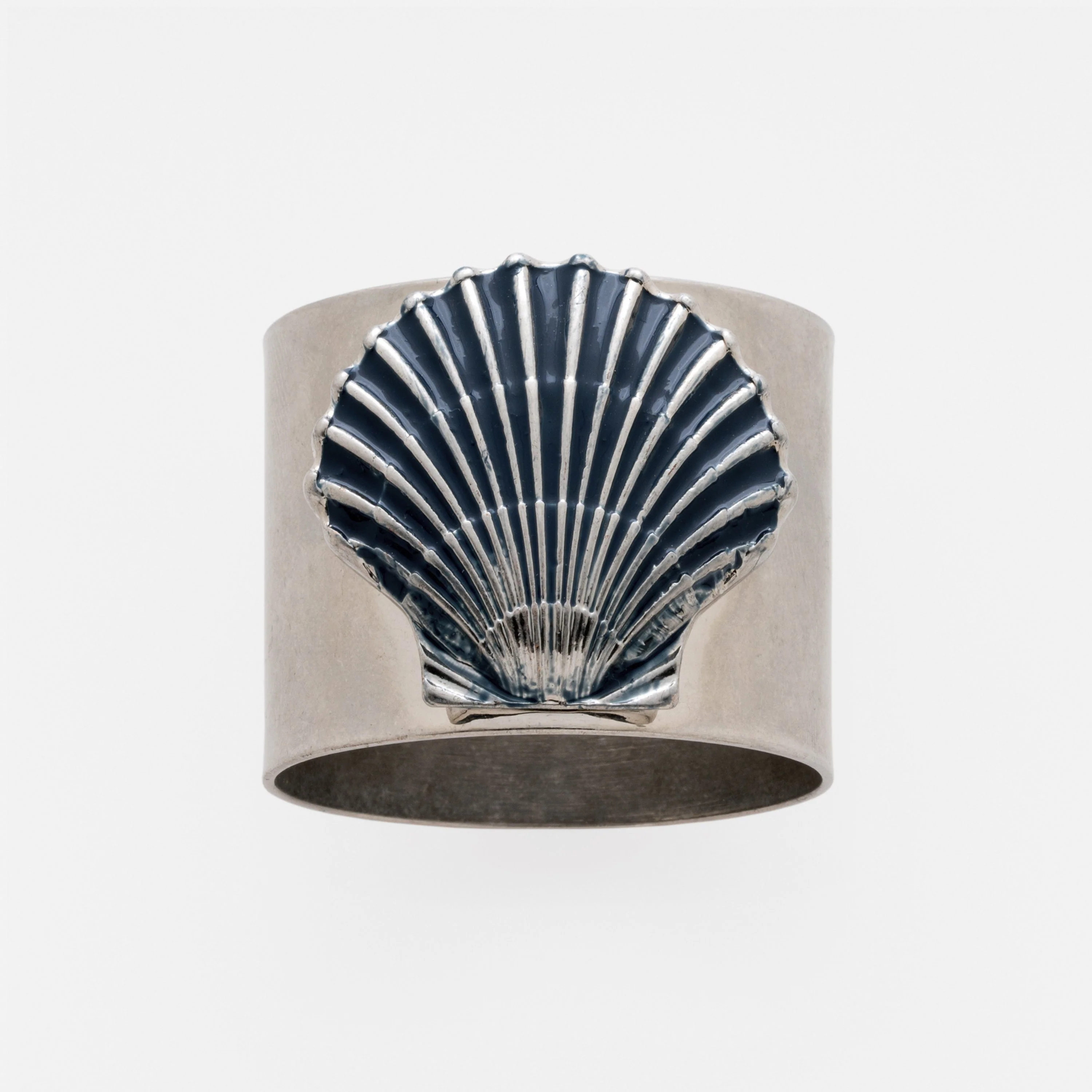 Painted Shell Napkin Rings, Blue, Set of 2