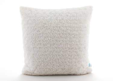 Luxe Rosebud Faux Fur Pillow, Ivory