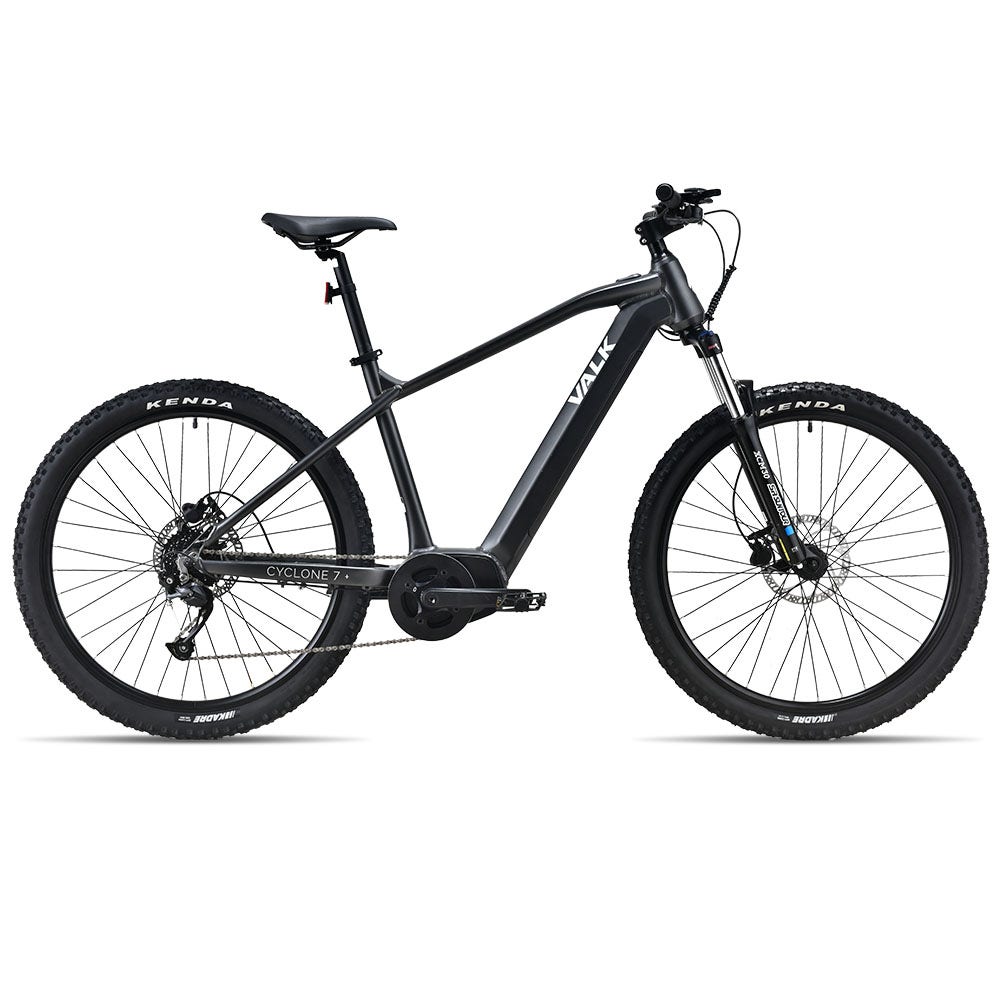 VALK Cyclone 7+ Electric Mountain Bike Mid-Drive Hardtail eMTB, Medium Frame Dark Grey