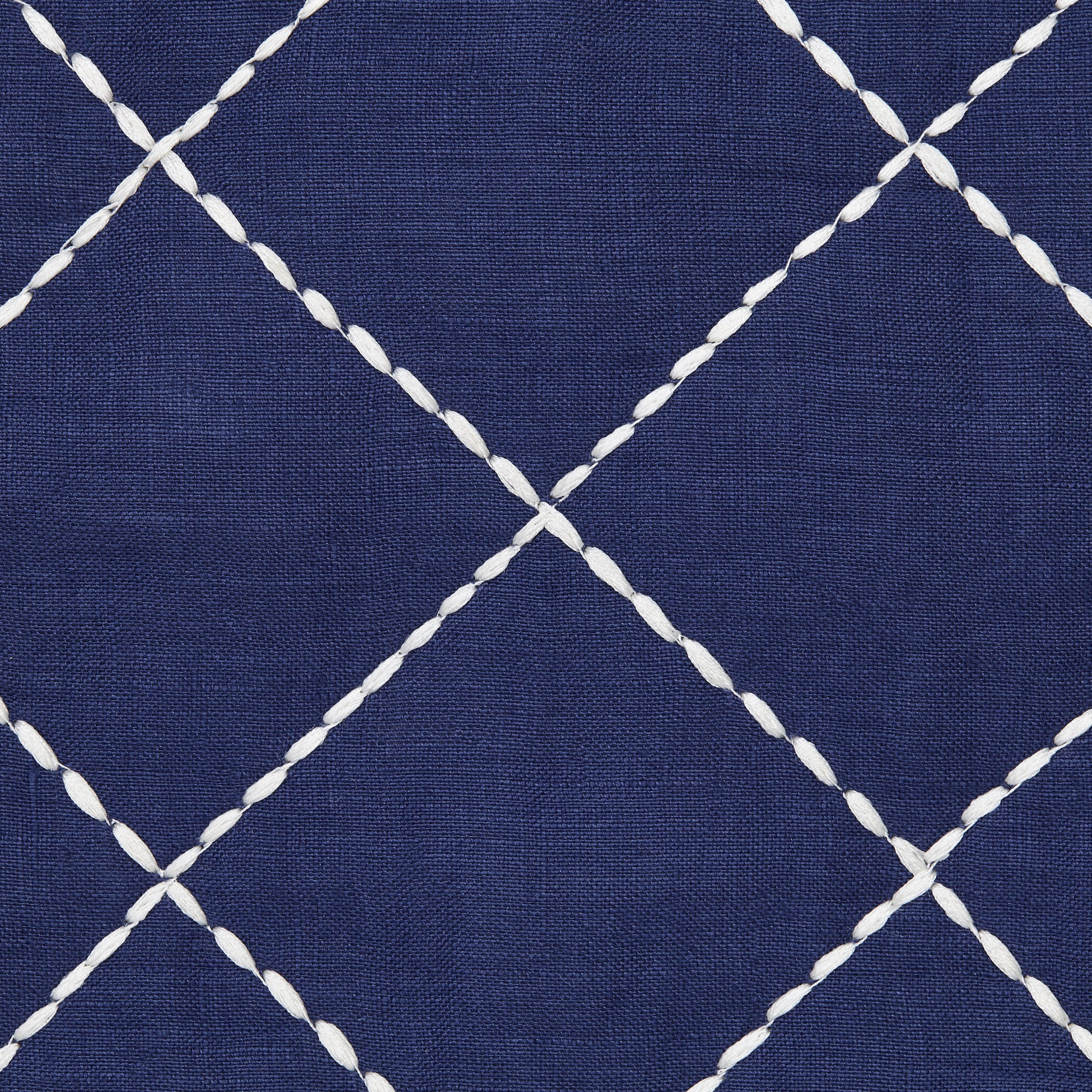 Quilted Tassel Pillow, Indigo Linen With Cream